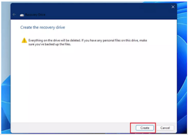 create the recovery drive