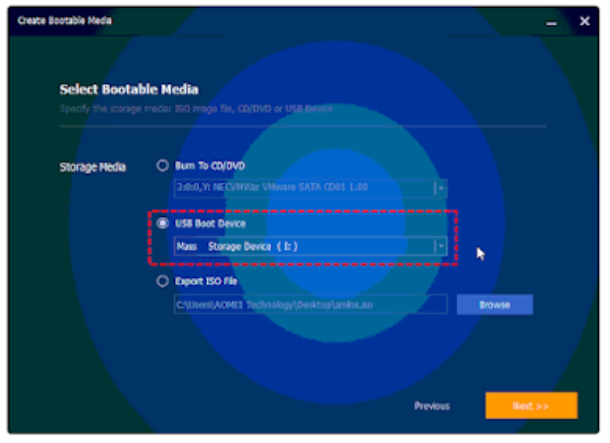select bootable media