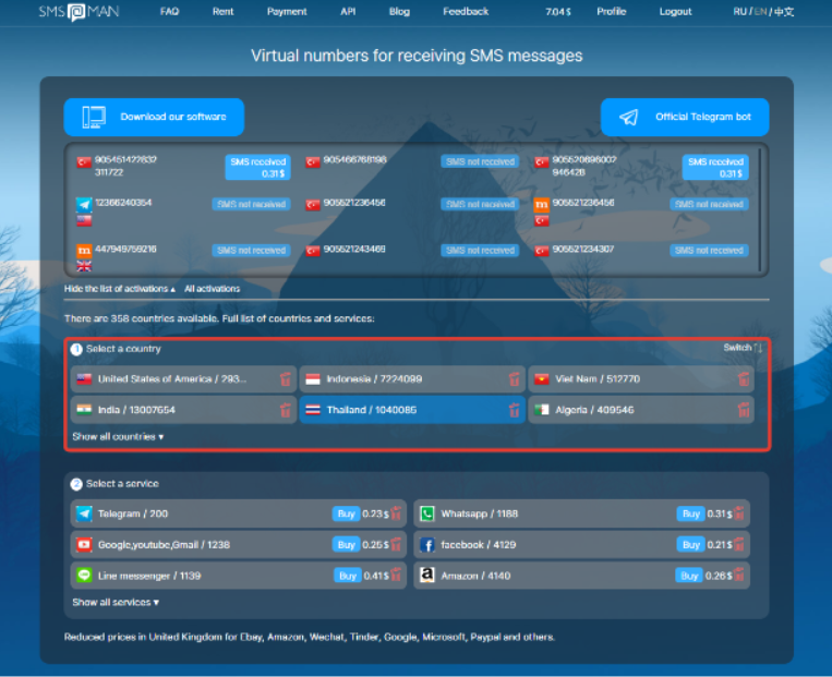 smsman virtual numbers